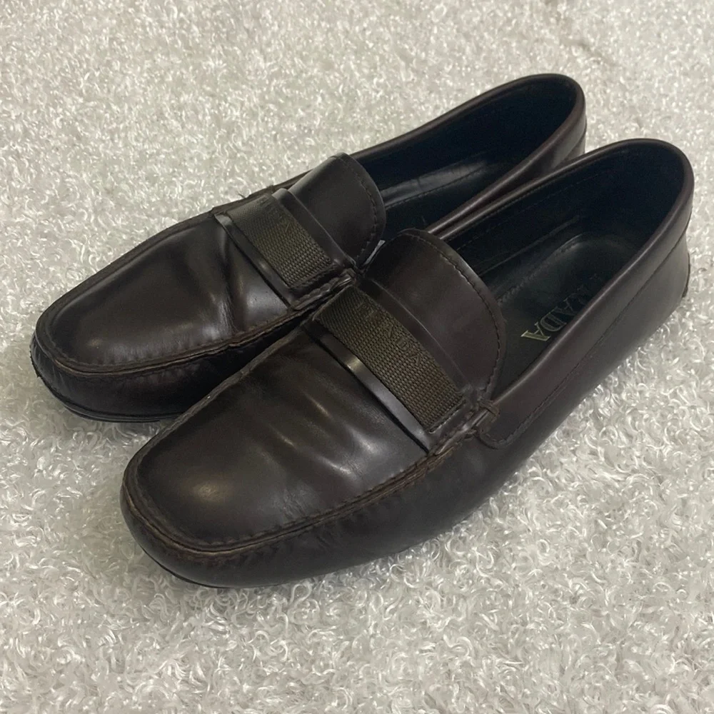 Prada Brown Leather Penny Loafers